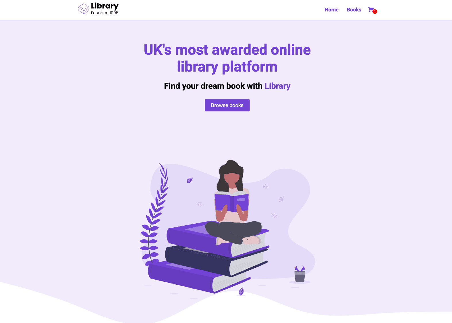 Library e-commerce application homepage